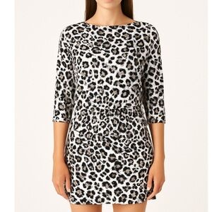 Coco Bianco dress drop waist top belted SZ SM cheetah print slinky black/white